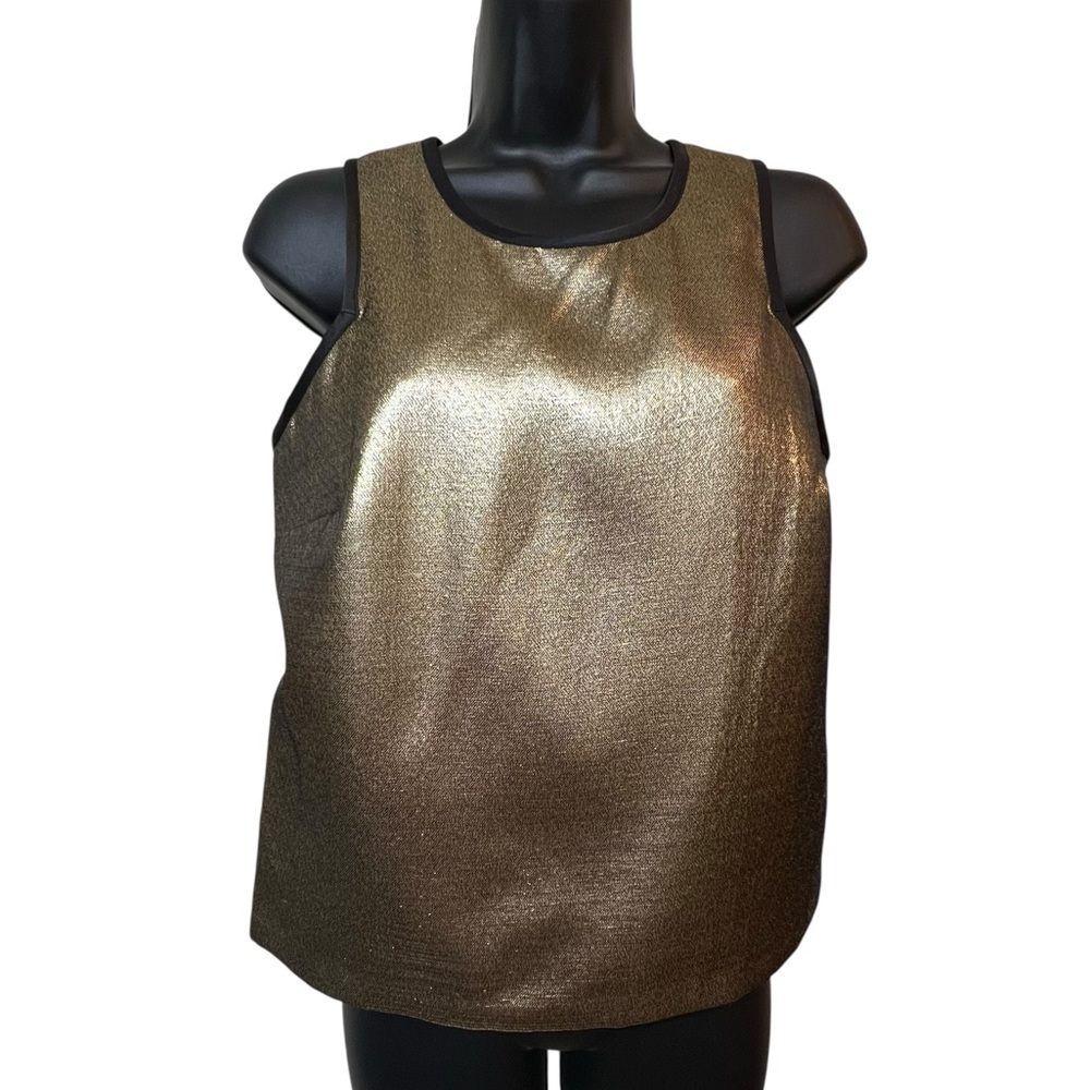 A/X Armani Exchange Gold Lamé Tank Shirt Blouse Holiday Evening Cocktail XS
